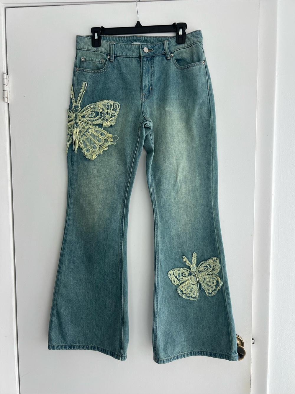 BDG Flared Jeans with Embroidered Butterflies